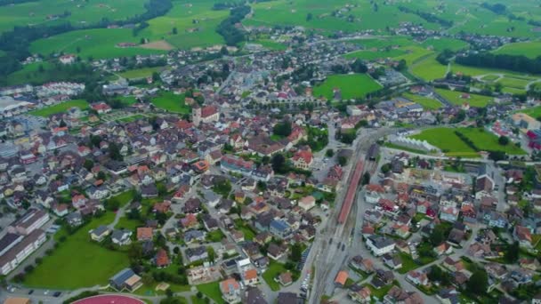 Letecký Pohled Město Appenzell Švýcarsku Zatažený Den Létě — Stock video