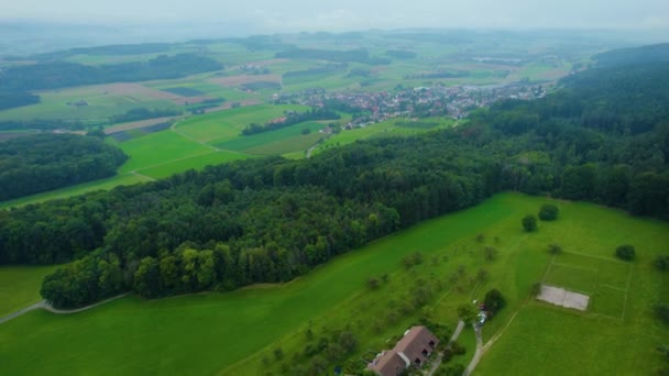 Vista Aérea Redor Cidade Frauenfeld Suíça Dia Nublado Verão — Vídeo de Stock