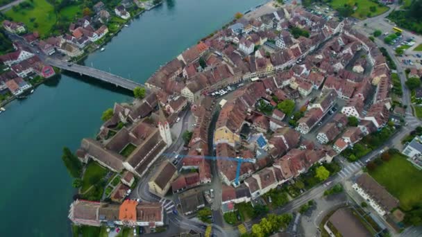 Légi Kilátás Városra Stein Rhein Svájcban Egy Felhős Nyári Napon — Stock videók