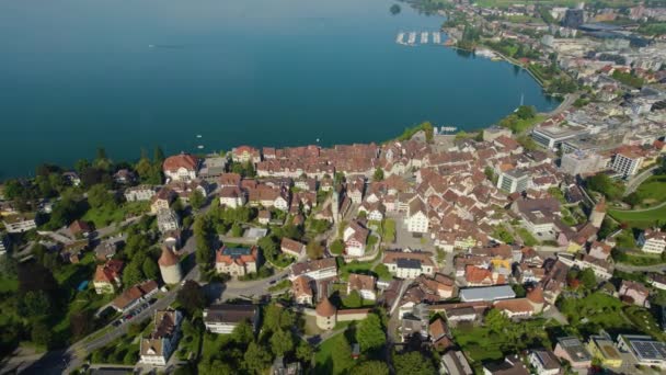 Luftaufnahme Rund Die Altstadt Der Stadt Zug Der Schweiz Einem — Stockvideo