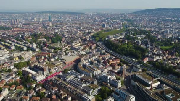 Aerial View City Zurich Switzerland Sunny Day Summer — Stock Video