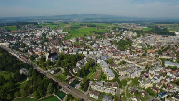 Légi Kilátás Körül Régi Város Cham Svájcban Egy Napsütéses Napon — Stock videók