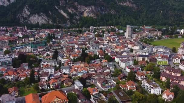 Vista Aérea Torno Cidade Velha Cidade Interlaken Suíça Uma Tarde — Vídeo de Stock