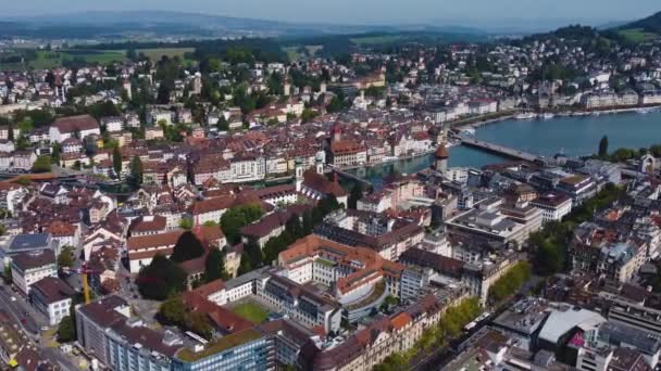 Veduta Aerea Intorno Centro Storico Della Città Lucerna Svizzera Una — Video Stock
