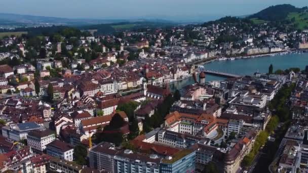 Légi Felvétel Körül Régi Város Lucerne Svájcban Egy Napsütéses Napon — Stock videók