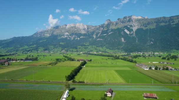 Widok Lotu Ptaka Wokół Wioski Tamins Szwajcarii — Wideo stockowe
