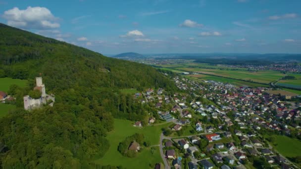 Aerial View City Oensingen Switzerland Cloudy Day Autumn — Stock Video