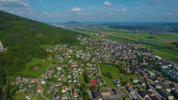 Vue Aérienne Autour Ville Oensingen Suisse Par Une Journée Nuageuse — Video