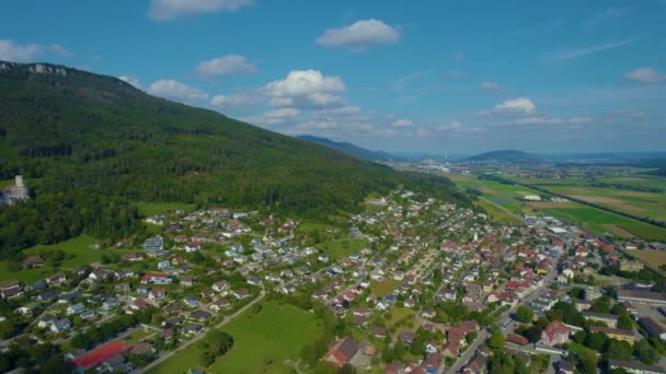 Vista Aérea Redor Cidade Oensingen Suíça Dia Nublado Outono — Vídeo de Stock