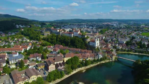 Vue Aérienne Vieille Ville Aarburg Suisse Par Une Journée Ensoleillée — Video