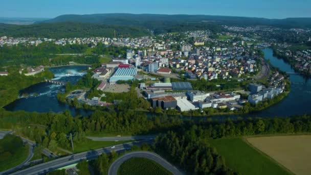 Vista Aérea Redor Cidade Schaffhausen Suíça Dia Manhã Ensolarado Verão — Vídeo de Stock