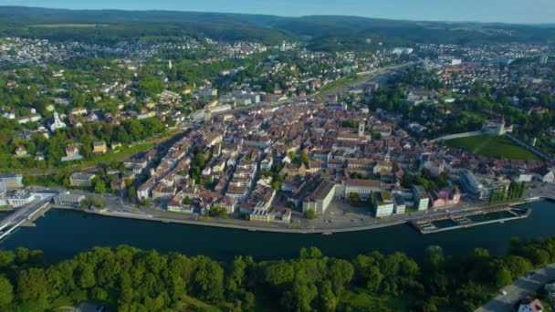 Luchtfoto Rond Stad Schaffhausen Zwitserland Een Zonnige Ochtenddag Zomer — Stockvideo