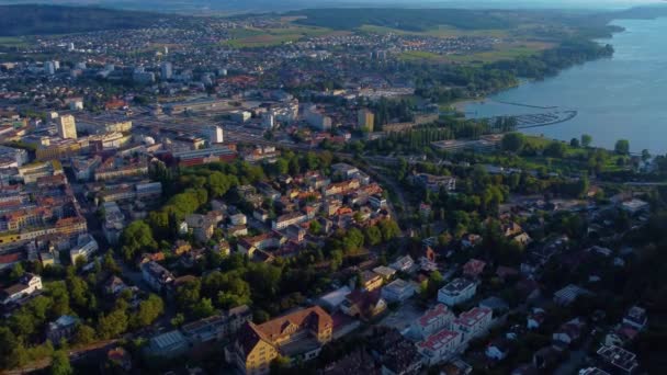 Luchtfoto Rond Oude Binnenstad Van Biel Bienne Zwitserland Een Zonnige — Stockvideo