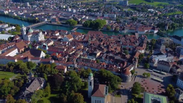 Letecký Výhled Město Solothurn Švýcarsku Slunečného Letního Dne — Stock video