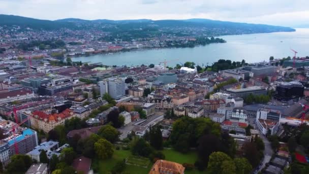 Luftaufnahme Der Stadt Zürich Der Schweiz Einem Sonnigen Sommertag — Stockvideo