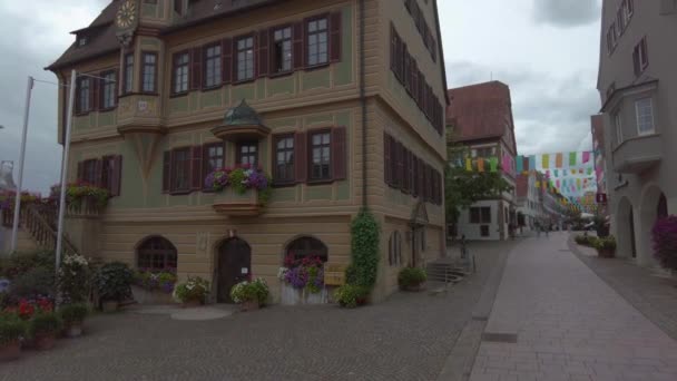 Indrukken Van Oude Binnenstad Van Bietigheim Bissingen Een Bewolkte Zomerdag — Stockvideo