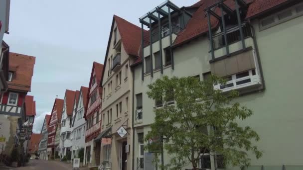 Indrukken Van Oude Binnenstad Van Bietigheim Bissingen Een Bewolkte Zomerdag — Stockvideo