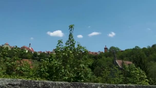 Город Ротенбург Дер Таубер Германии Бавария Видом Снизу Проезжая Солнечный — стоковое видео