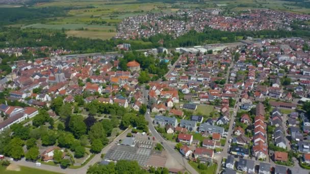Αεροφωτογραφία Της Πόλης Και Της Συνοικίας Sachsenheim Στη Γερμανία Μια — Αρχείο Βίντεο