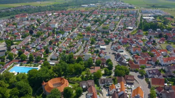 Yazın Güneşli Bir Günde Almanya Nın Sachsenheim Şehrinin Ilçesinin Havadan — Stok video