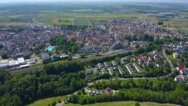 Yazın Güneşli Bir Günde Almanya Nın Sachsenheim Şehrinin Ilçesinin Havadan — Stok video