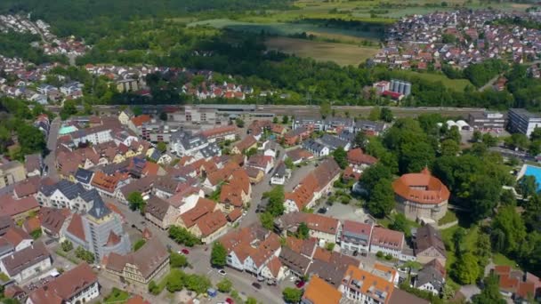 Letecký Pohled Město Okres Sachsenheim Německu Slunečného Dne Létě — Stock video