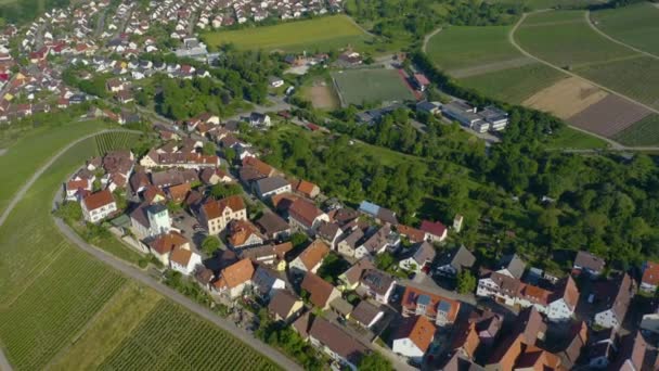 Vue Aérienne Ville Quartier Sachsenheim Allemagne Par Une Journée Ensoleillée — Video