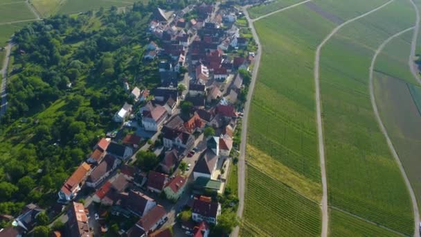 Yazın Güneşli Bir Günde Almanya Nın Sachsenheim Şehrinin Ilçesinin Havadan — Stok video