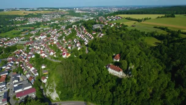 Вигляд Повітря Місто Блауштайн Поблизу Ульма Німеччині Сонячний Весняний День — стокове відео