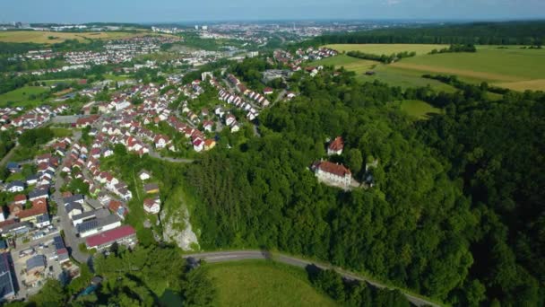 Αεροφωτογραφία Της Πόλης Blaustein Κοντά Στο Ulm Στη Γερμανία Μια — Αρχείο Βίντεο
