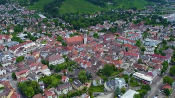 Luchtfoto Van Oude Stad Oberkirch Duitsland Een Bewolkte Dag Het — Stockvideo
