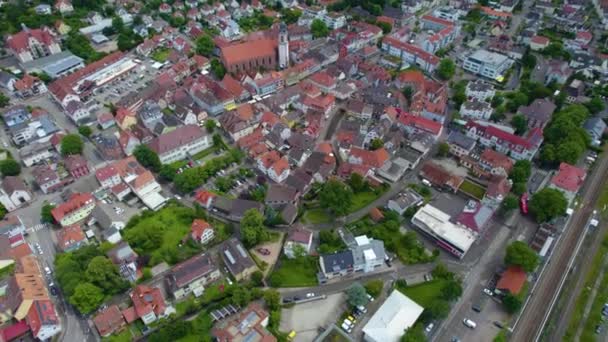 Vista Aérea Cidade Velha Oberkirch Alemanha Dia Nublado Primavera — Vídeo de Stock