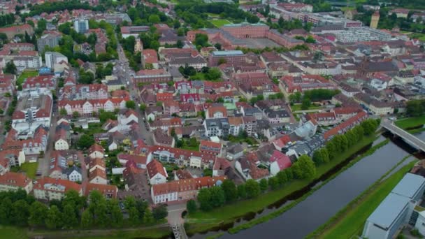 Widok Lotu Ptaka Stare Miasto Rastatt Niemczech Pochmurny Dzień Wiosną — Wideo stockowe