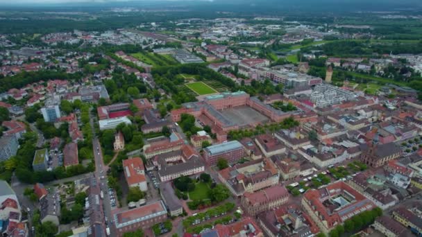 Widok Lotu Ptaka Stare Miasto Rastatt Niemczech Pochmurny Dzień Wiosną — Wideo stockowe