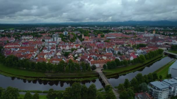 Widok Lotu Ptaka Stare Miasto Rastatt Niemczech Pochmurny Dzień Wiosną — Wideo stockowe