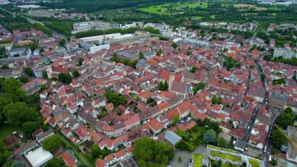 Widok Powietrza Stare Miasto Durlach Obok Karlsruhe Niemczech Pochmurny Dzień — Wideo stockowe