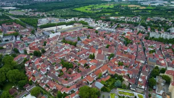 Vista Aérea Cidade Velha Durlach Lado Karlsruhe Alemanha Dia Nublado — Vídeo de Stock