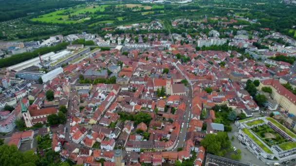 Aerial View Old Town Durlach Karlsruhe Germany Cloudy Day Spring — Stock Video