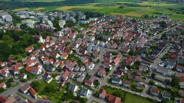 Vista Aérea Alrededor Ciudad Hemmingen Alemania Día Soleado Primavera — Vídeos de Stock