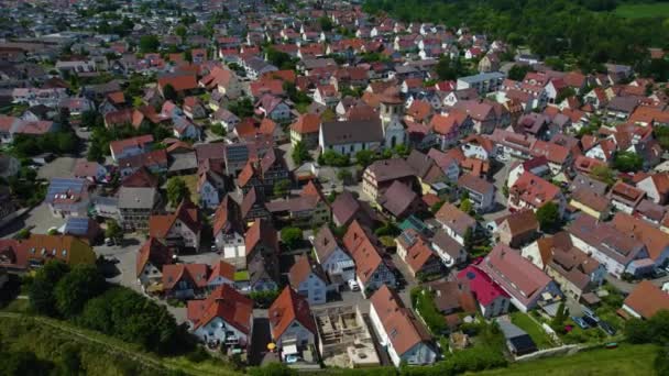 Αεροφωτογραφία Γύρω Από Την Πόλη Oberriexingen Και Unterriexingen Στη Γερμανία — Αρχείο Βίντεο