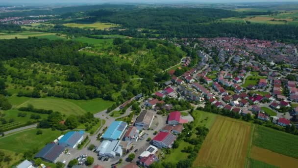 Vista Aérea Torno Cidade Oberriexingen Unterriexingen Alemanha Dia Ensolarado Primavera — Vídeo de Stock