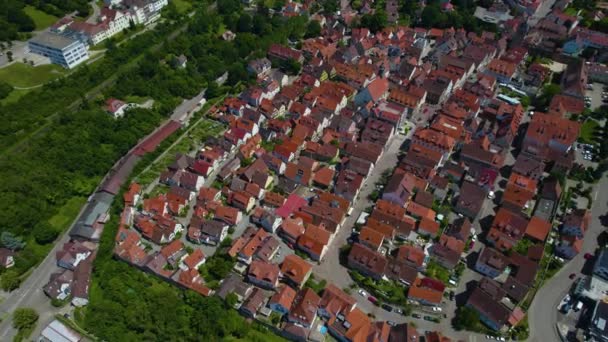 Вид Воздуха Старый Город Марбах Неккар Германии Солнечный День Весной — стоковое видео