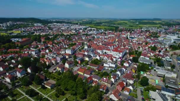 Letecký Výhled Město Winnenden Německu Jaře Slunečný Den — Stock video
