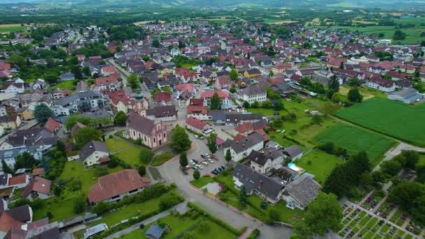 Pemandangan Udara Sekitar Kota Appenweier Jerman Pada Hari Berawan Musim — Stok Video