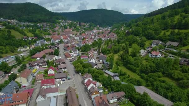 Вид Воздуха Старый Город Юге Германии Солнечный День Весной — стоковое видео