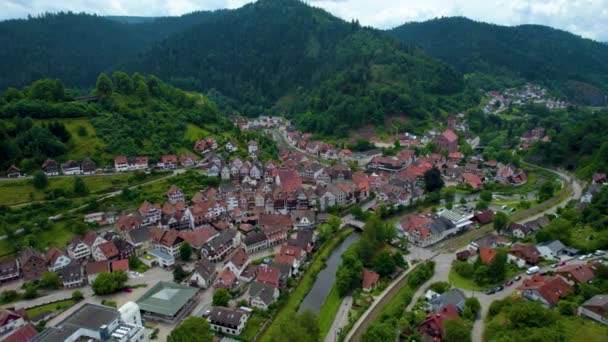 Vue Aérienne Autour Une Vieille Ville Sud Allemagne Par Une — Video