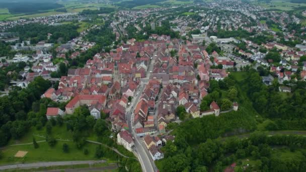 Aerial View Old Town City South Germany Sunny Day Spring — Stock Video
