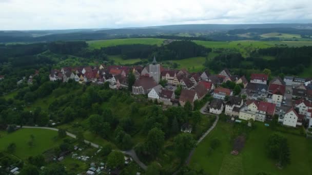 Vista Aérea Torno Uma Cidade Velha Sul Alemanha Dia Ensolarado — Vídeo de Stock