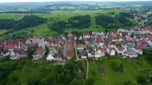 Αεροφωτογραφία Γύρω Από Μια Παλιά Πόλη Στη Νότια Γερμανία Την — Αρχείο Βίντεο