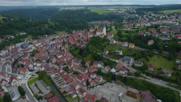 Letecký Pohled Kolem Starého Města Jižním Německu Jaře Slunečný Den — Stock video